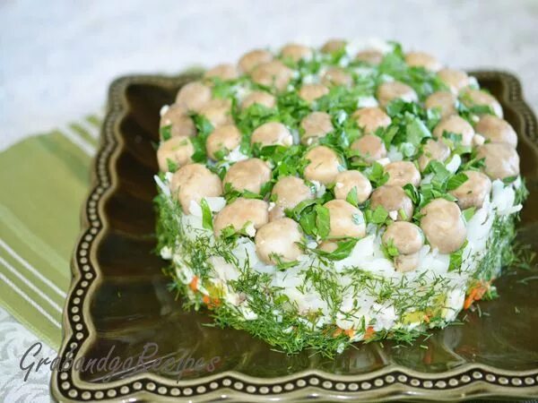 #Видеорецепты Салат Новогодний "Грибная Сказка" Food, Ethnic recipes, Yummy food