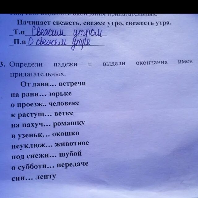 Утро определить падеж. Выдели окончания падежей. Определи падежи выдели окончания прилагательных. Определите падежи и выдели окончание прилагательных. Спиши определи падежи и выдели окончания прилагательных.