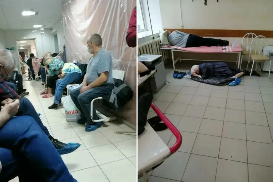 Лежит в первую очередь на. Ковид госпиталь Томск. Пациент в приемном покое. Люди сидящие в коридоре в больнице.