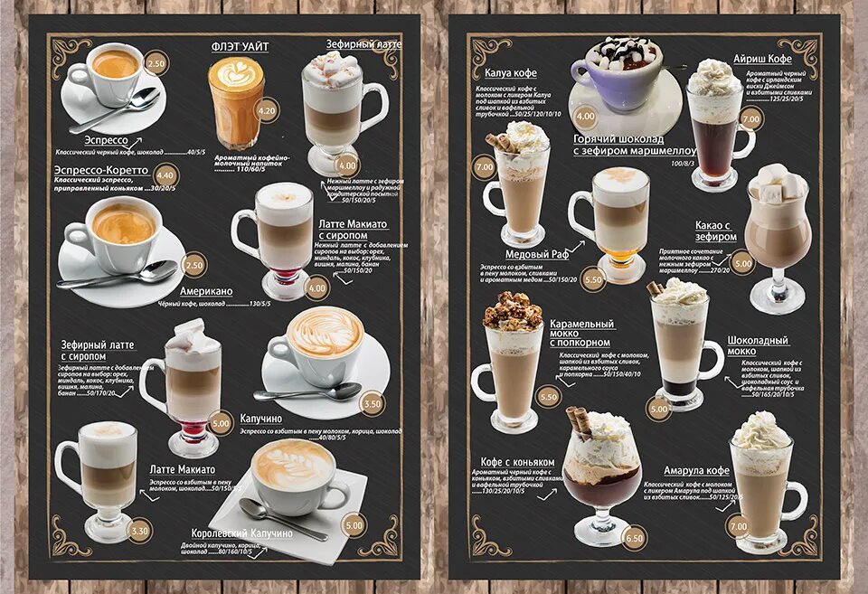 Сколько сливок в кофе. Меню кофейни. Меню кофе в кофейне. Красивое меню для кофейни. Ассортимент кофе в кофейнях.