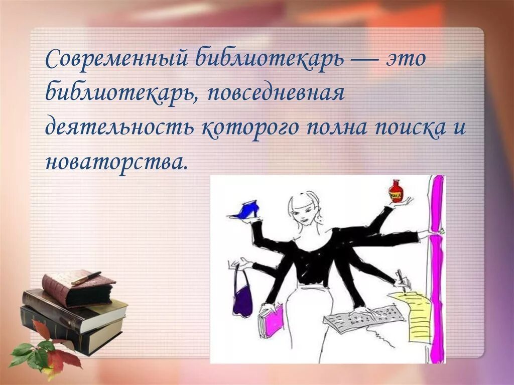 Профессиональная деятельность библиотек. Имидж современного библиотекаря.