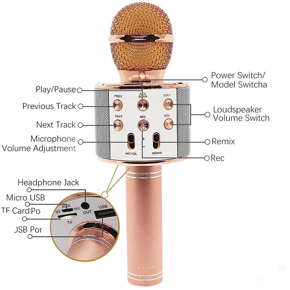 Караоке микрофон-колонка Wster WS-858. Инструкция по микрофону WS-858. Микрофон Wister WS 858. Микрофон для караоке вс858 серый. Как использовать микрофон в качестве микрофона