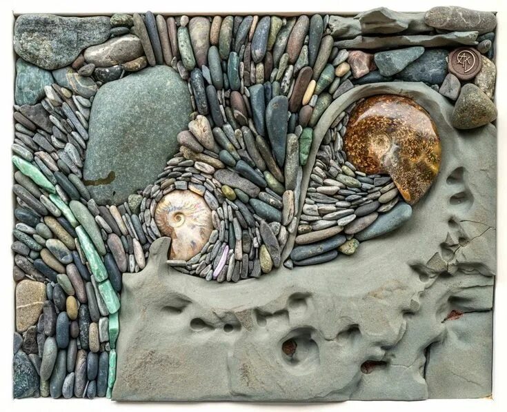Mosaic rocks ready for grouting Pottery...Paper Mache.. Mosaics..other... Pinter