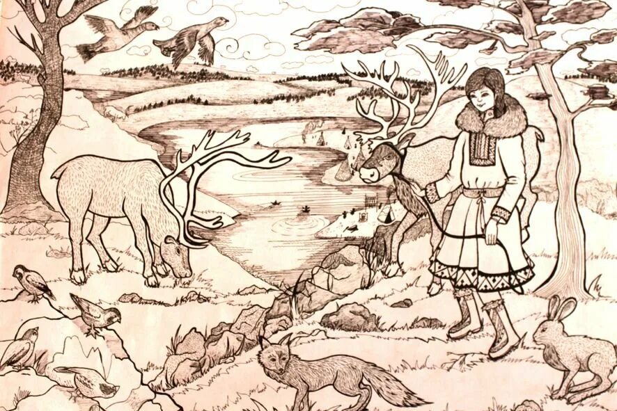 Мифы севера. Мифы народов ханты и манси. ханты и манси иллюстрации. миф народов хнси и манси. сказки народов ханты и манси.