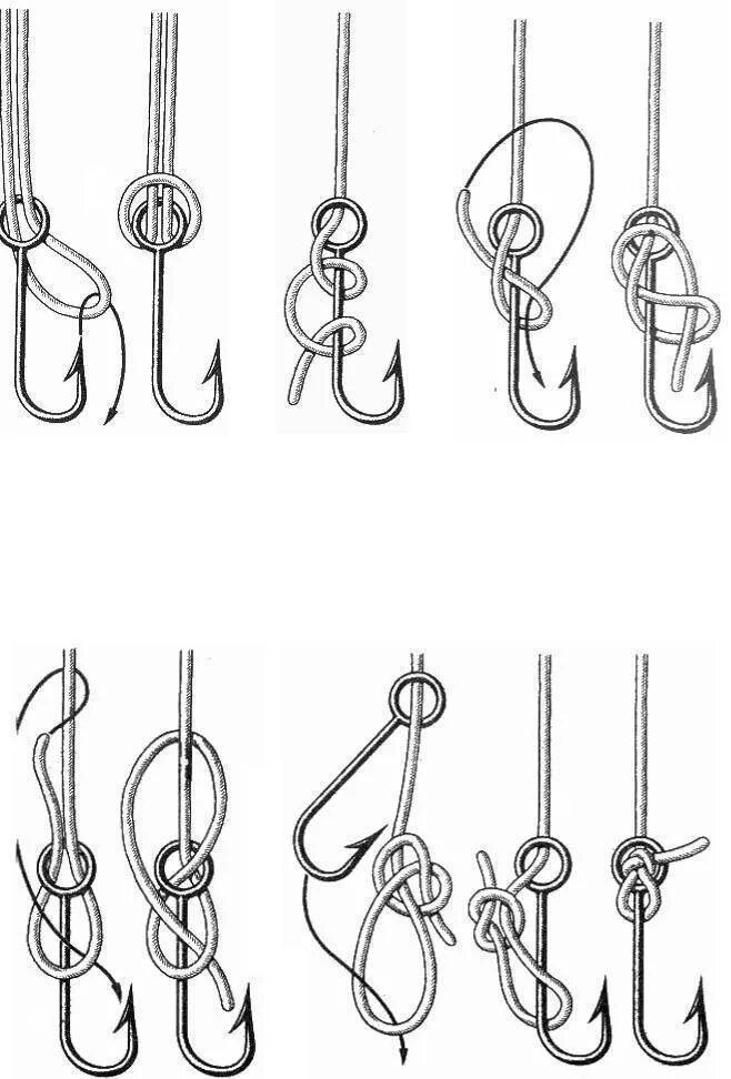 Как привязать рыболовный крючок к леске. Схема завязывания рыболовных крючков. Узлы для привязывания крючков к леске. Узел для привязывания лески к крючку. Рыболовные узлы для плетенки крючков и поводков.