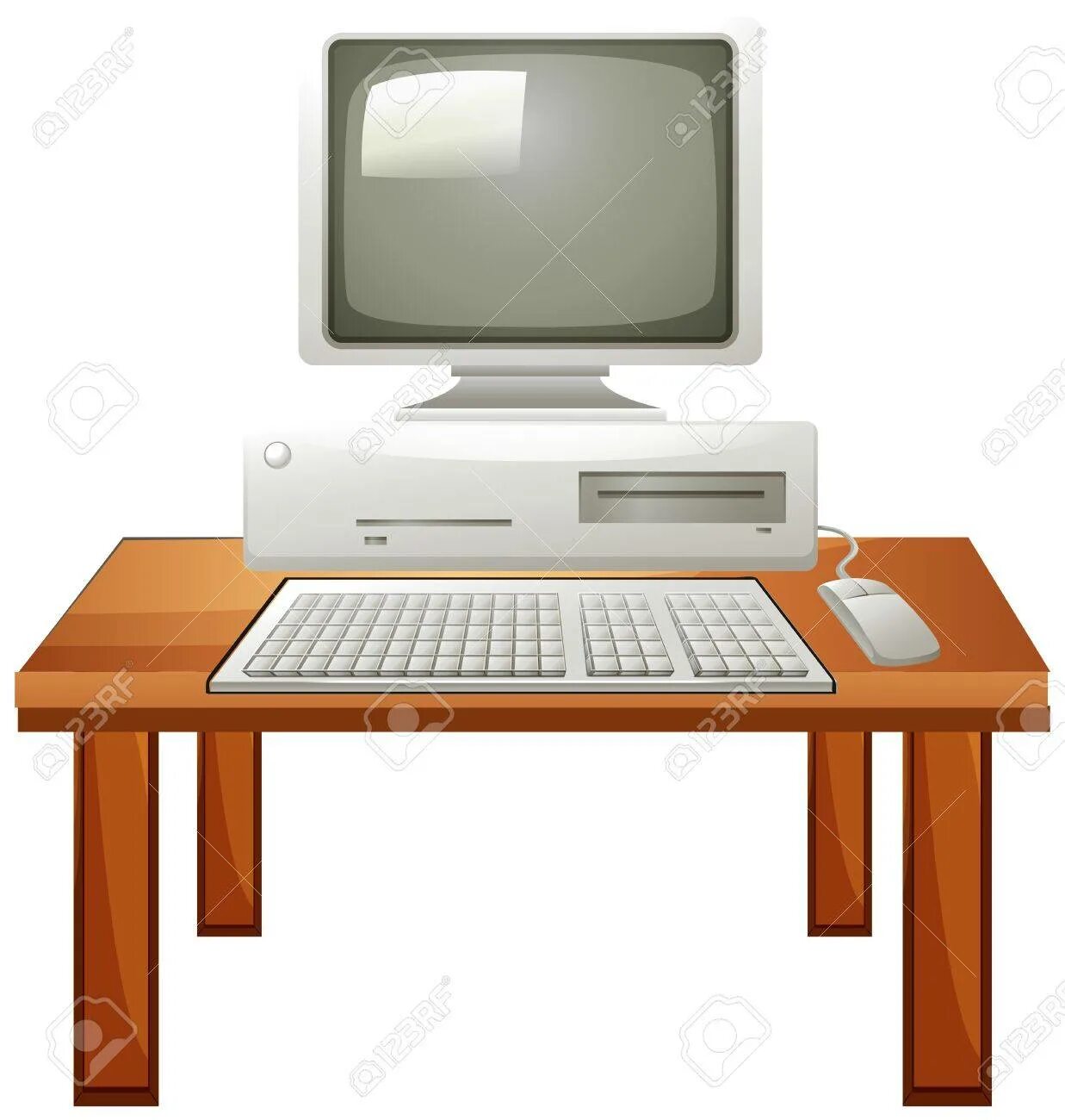 The computer is on the table. Комплект пк на белом фоне. рисунок комплект компьютера. нарисовать комплект пк. my computer table illustrator.