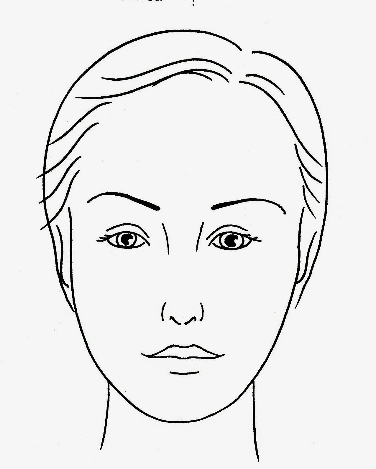 Мать какое лицо. Макет лица. Лицо женщины рисунок. Очертания лица. Схематичный рисунок лица.