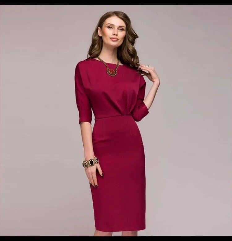 Kenancy Women Official V Neck Retro Business Work Bodycon Pencil Dress купить не