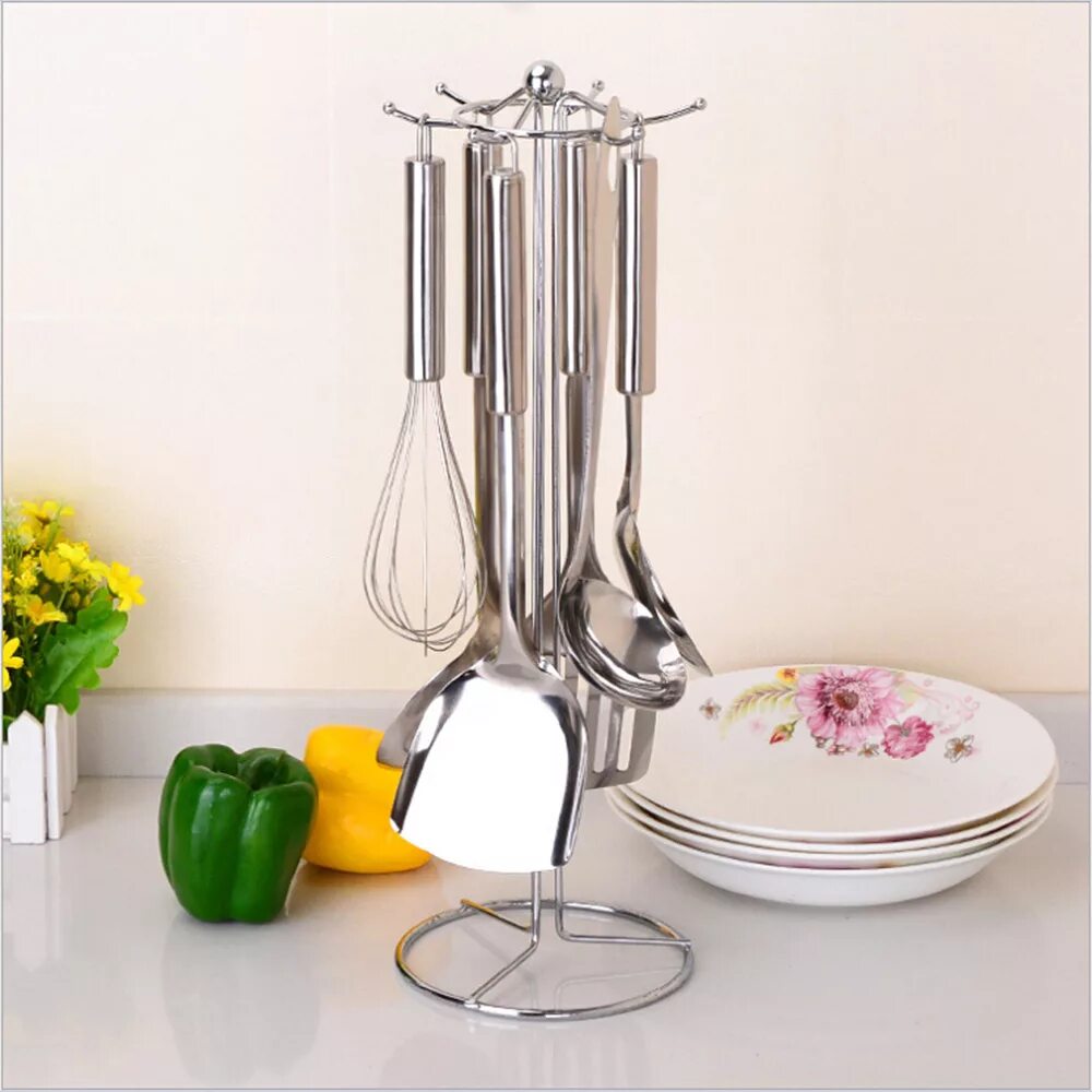 Держатель для утвари. Держатель для кухонных инструментов o&#039;kitchen с 6 крючками 30x5x2 см. подставка для кухонной утвари. подставка под кухонные принадлежности. подставка для кухонных приборов.