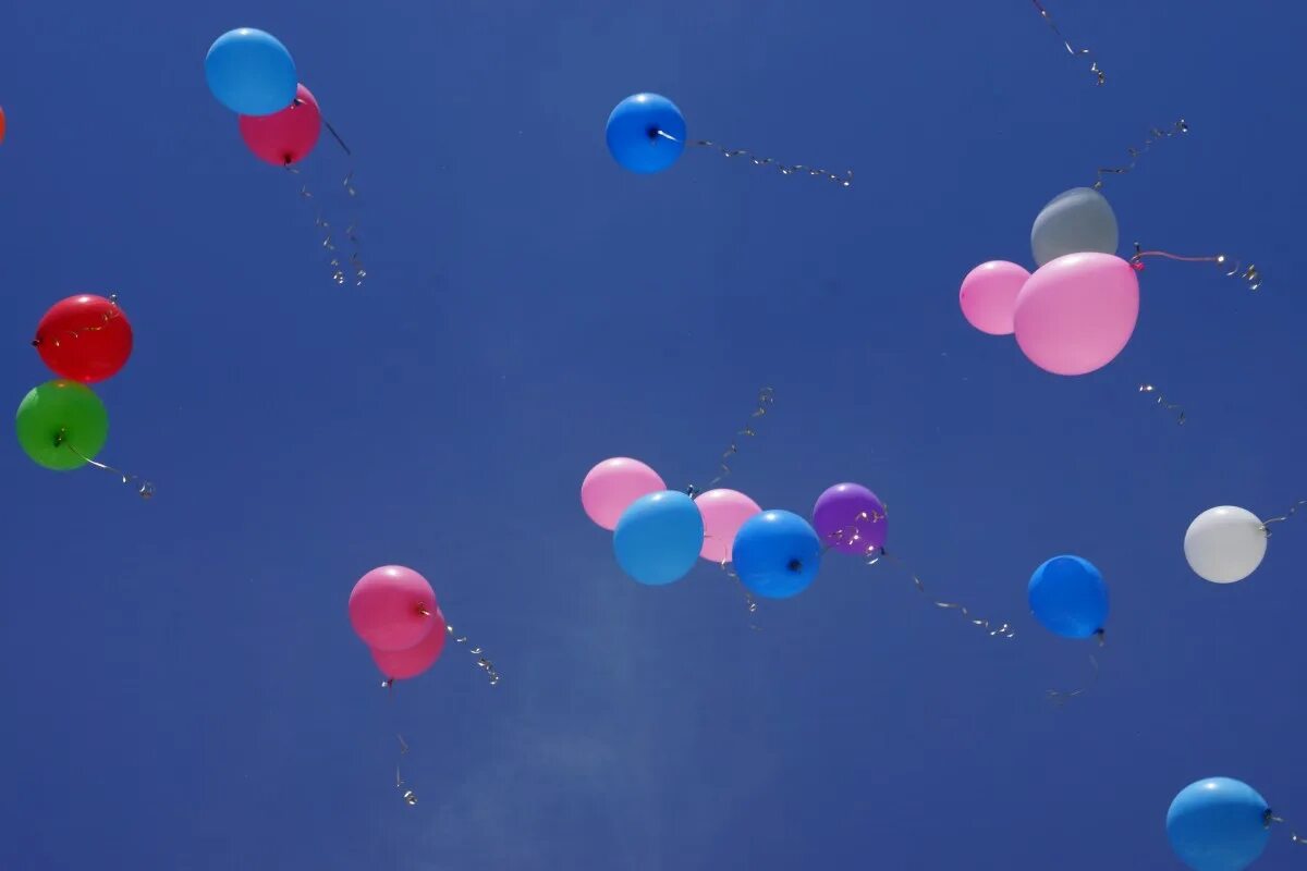 Выпустили в небо шары. Шары летят. Воздушный шарик. Надувные шары в небе. Воздушные шары улетают.
