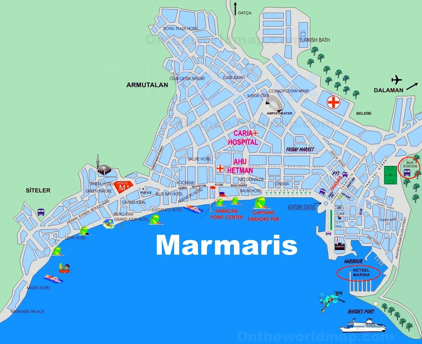 Ичмелер Мармарис Турция карта. Турция Мармарис карта побережья. Мармарис достопримечательности на карте. Мармарис на карте Турции. Где находится мармарис