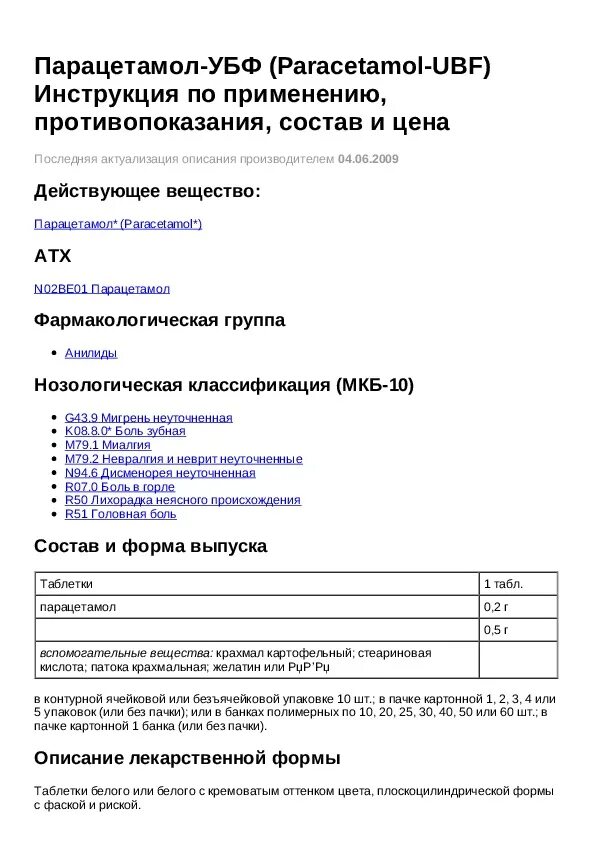 Рецепт парацетамола на латинском в таблетках