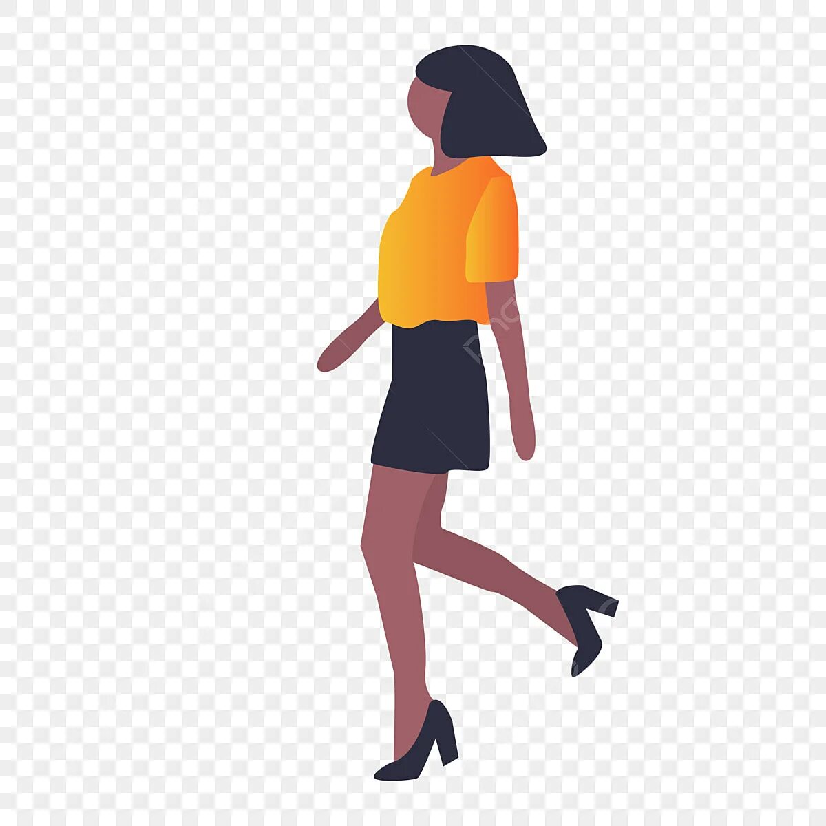 Идущий персонаж. Женщина идет рисунок. Girl Walking illustration. Woman walks cartoon.