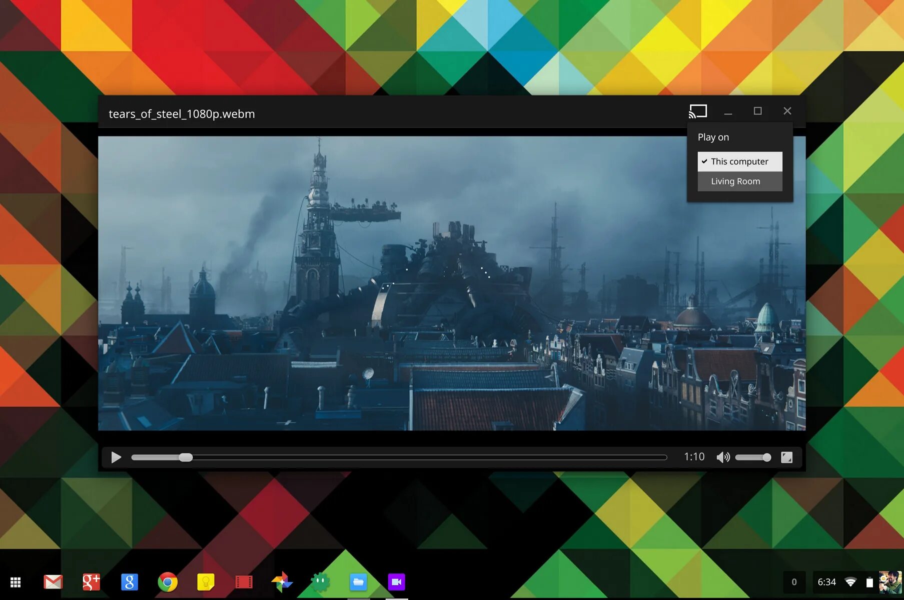 Webm player. Google Drive Player. New Media Player on Chromeos.