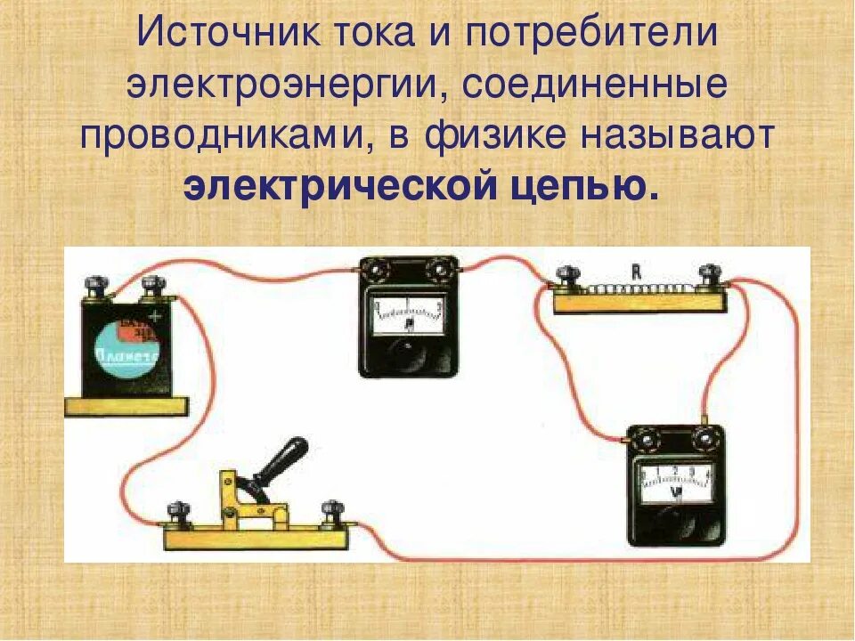 Источник тока схема физика 8 класс. Электрическая цепь. Источник тока в электрической цепи. Электрический ток источники тока электрическая цепь.