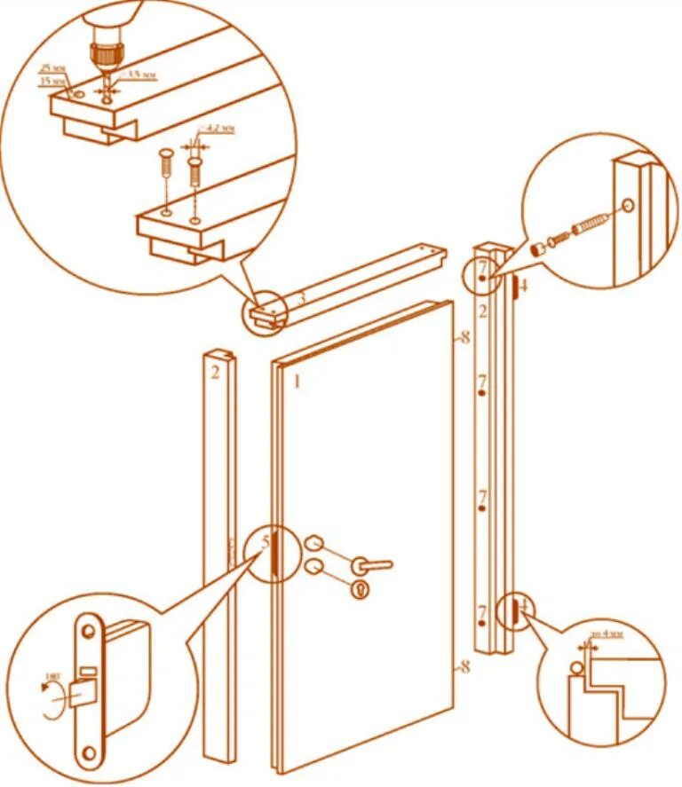 установка готового дверного блока