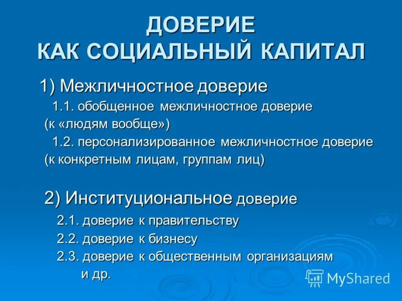 Доверие капитал. Межличностное доверие. Институциональное доверие. Социальный капитал. Виды доверия.