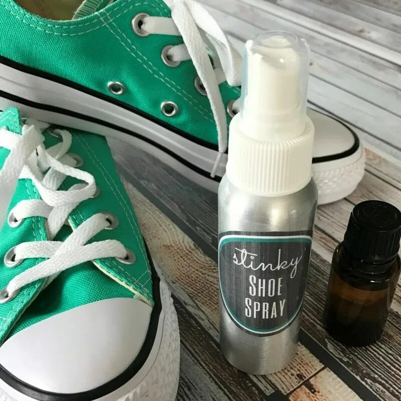 Shoe Spray. DIY Deodorant for Shoes. Fabric Deodorizer. Spray on the feet.