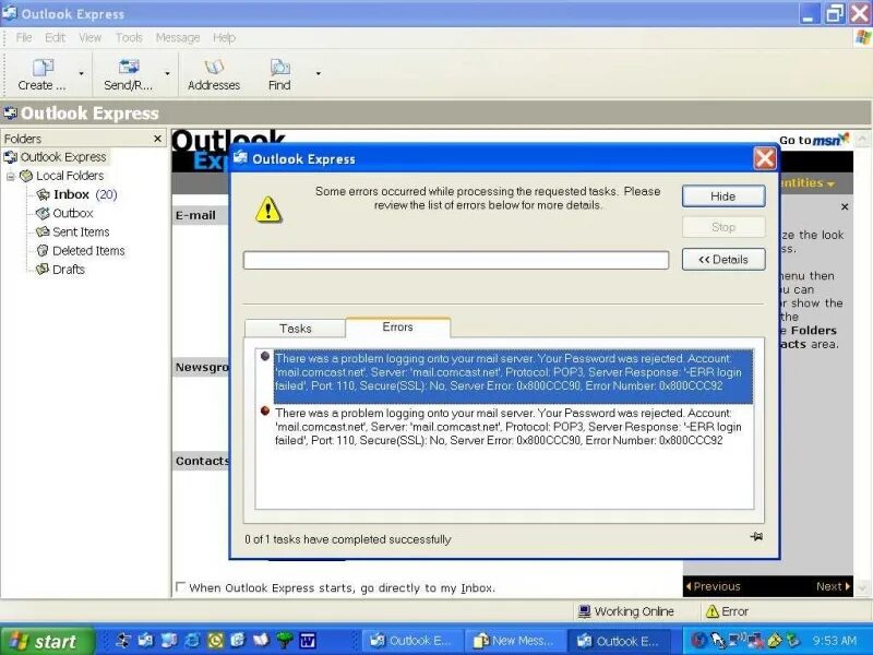 Outlook Error. Microsoft Outlook Error. Outlook Express 5. Email Error.