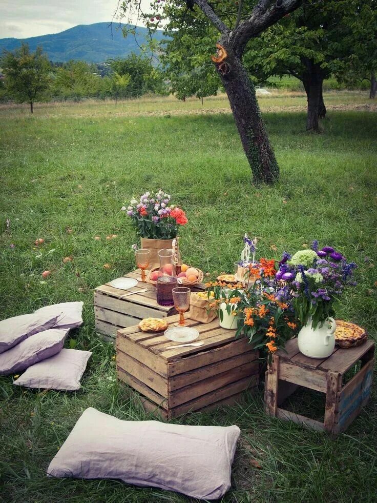 Где можно устроить пикник. Украшение пикника на природе. Декор для пикника на природе. Украшение для пикника. Декор стола на пикнике.