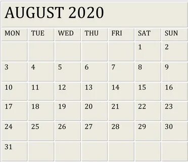 Август дней 2020 календарь