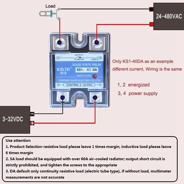 Регулятор напряжения SSR-40VA, Твердотельный 40 А, 25 480 В переменного тока, re