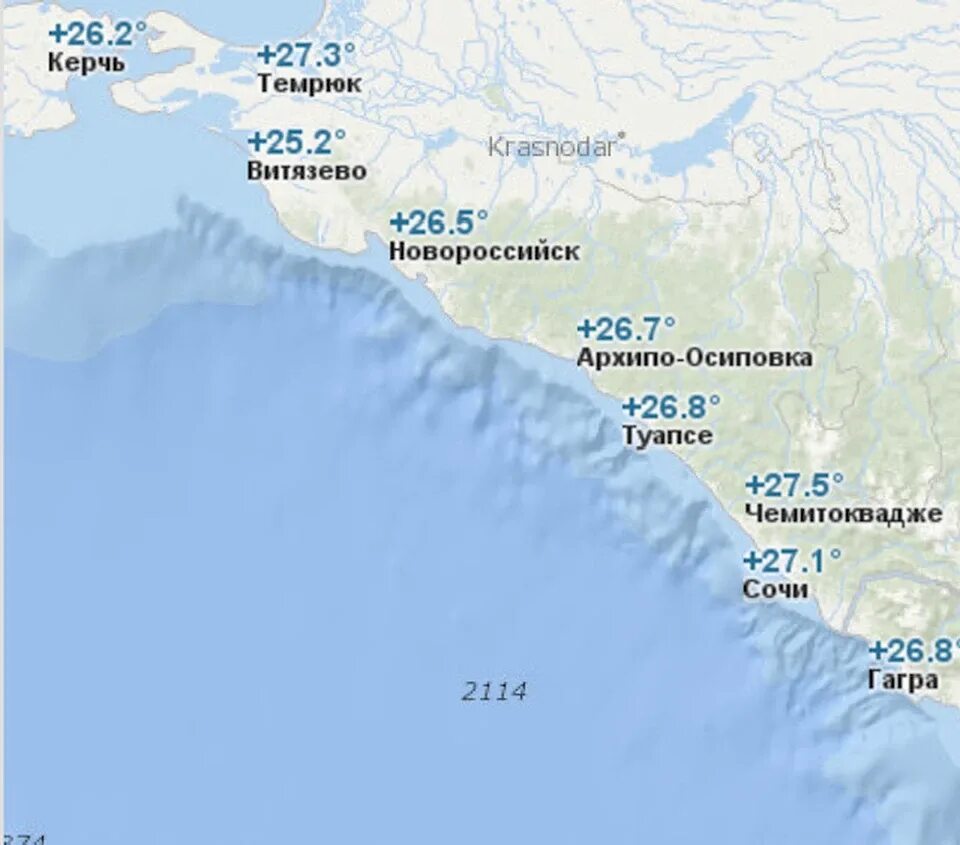 Море температура черное сегодня сейчас. Черное море Сочи. Температурная карта Черноморского побережья. Туапсе побережье черного моря. Глубина моря в районе Сочи.