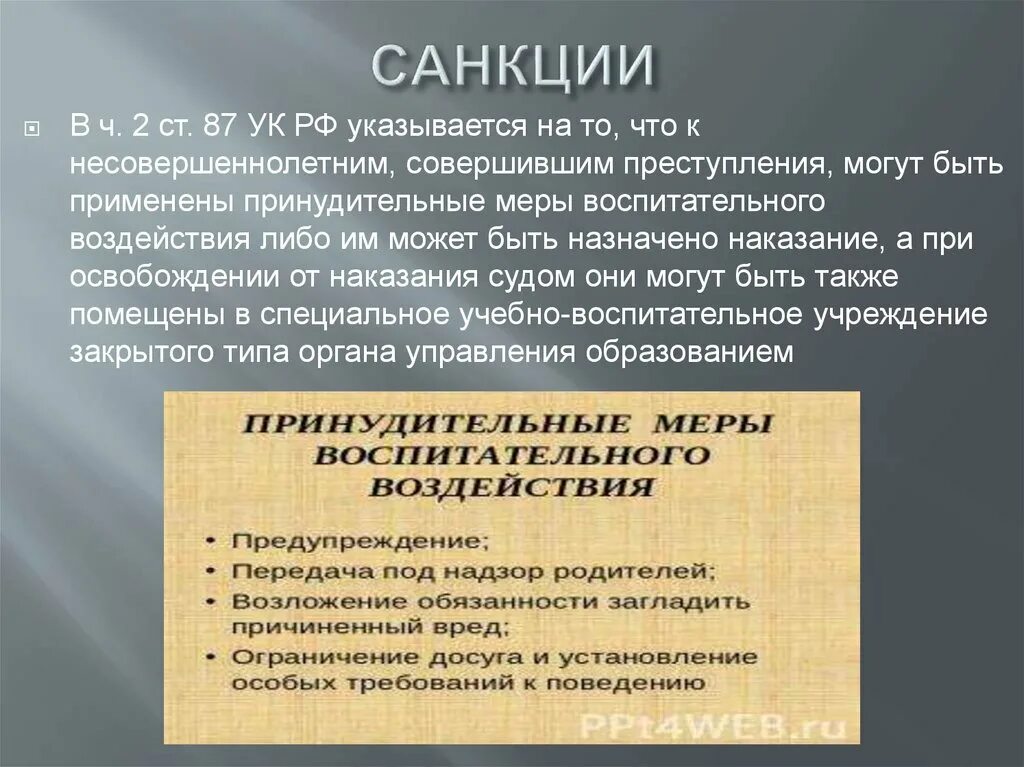 Санкция мера воздействия. Санкции УК РФ.