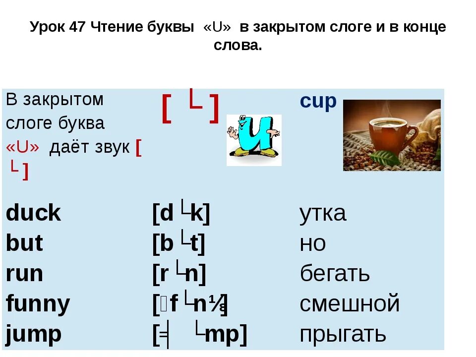 Правила чтения буквы u. Чтение u в закрытом слоге. Чтение буквы u в открытом и закрытом слоге. Слова на букву u. Чтение буквы u в английском