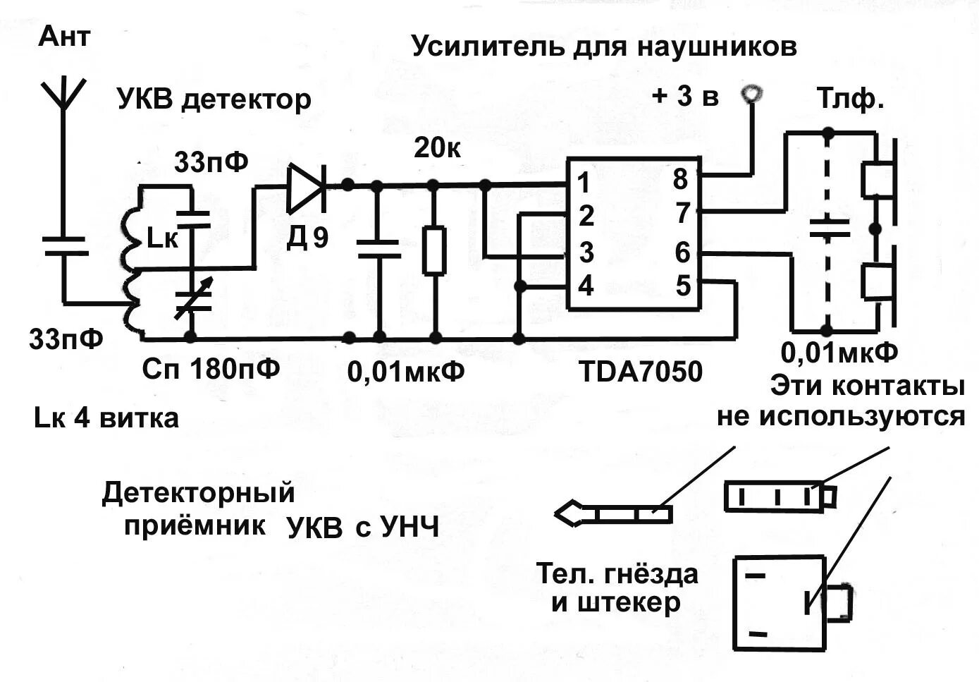 Схема простого УКВ ФМ приемника. Схемы УКВ детекторных радиоприемников. Схемы УКВ приемников простых. Детекторный ФМ приемник схема. Простые укв