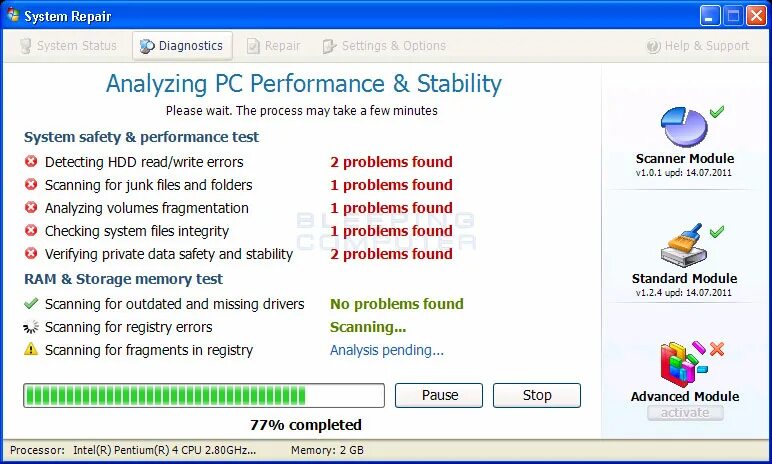 Scanning error