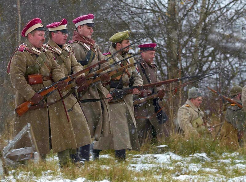 Идея гражданской войны. Дроздовцы реконструкция. Солдаты РККА 1919 реконструкция.