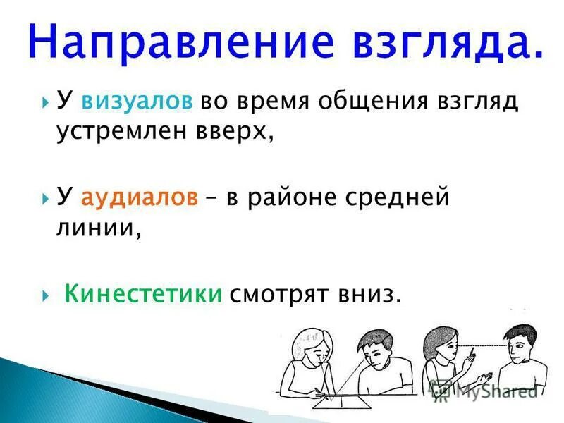 Что значит визуал. Направление взгляда. визуал аудиал кинестетик взгляд. направленность взгляда. направление взгляда при общении.
