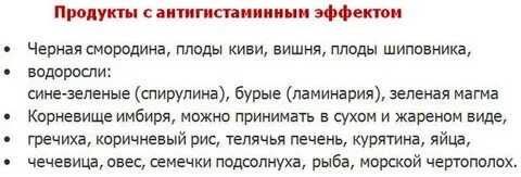 Антигистаминные продукты