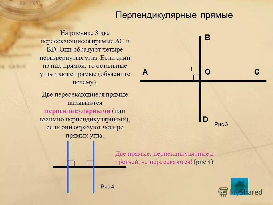 Перпендикулярные прямые знак