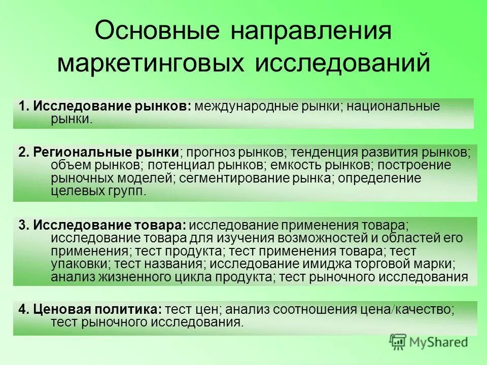 Направления маркетинговой деятельности