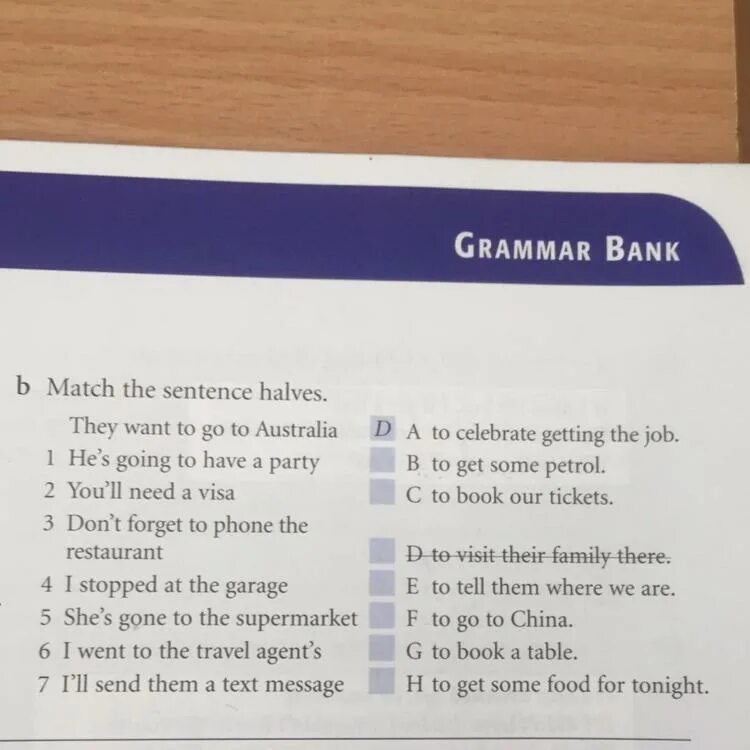 Английский язык Grammar Bank. Match the sentences. Grammar Bank 1b. Match the sentences halves. Match the halves to make sentences