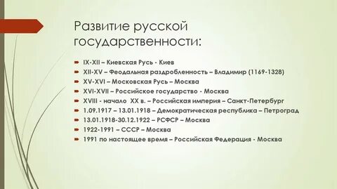 Развитие государственности