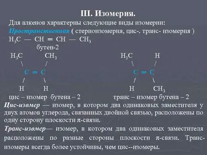 Виды алкенов