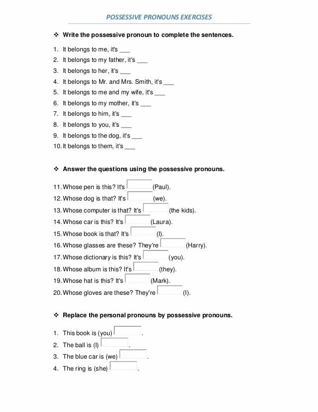 Possessive pronouns exercises. Possessive adjectives задания. Абсолютные местоимения Worksheets. Притяжательные местоимения Worksheets. Absolute pronouns