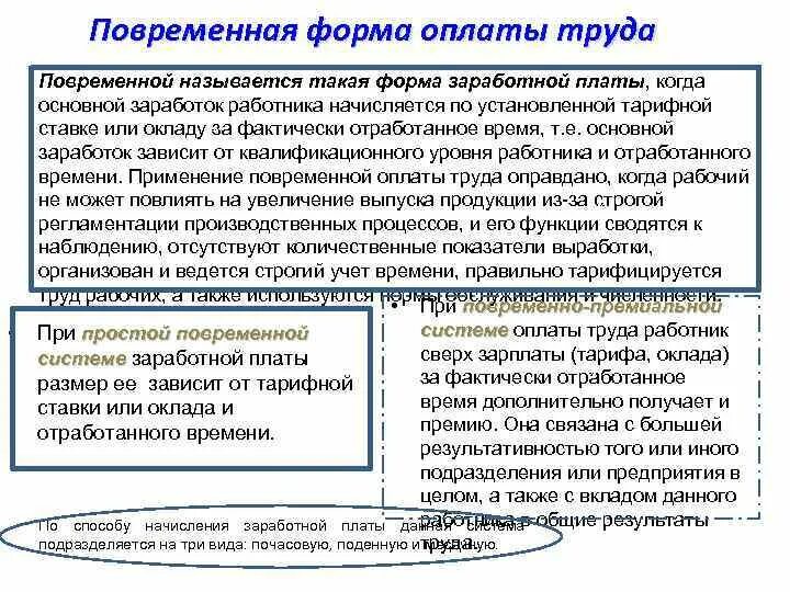 Повременная форма оплаты труда. Рынок труда и формы оплаты труда. Формы заработной платы на рынке труда. Условия применения повременной оплаты труда. Простая повременная форма оплаты