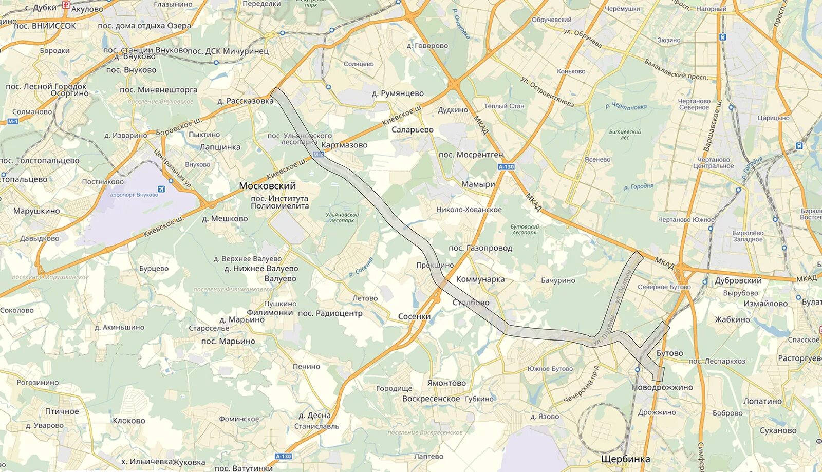 дорога видное бутово солнцево карта