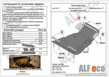 Размеры защиты нива