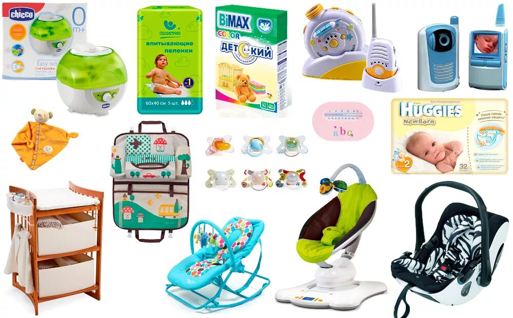 Первые покупки для новорожденного. Принадлежности для малышей. Нужные товары для новорожденных. Товары для детей до года. Необходимые вещи для новорожденных.