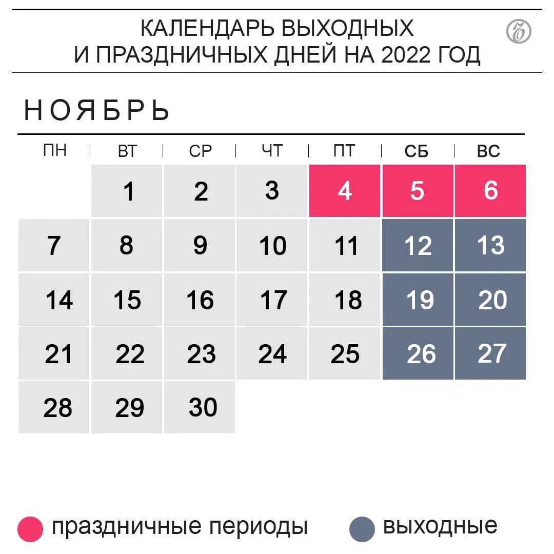 Нерабочие дни в москве в ноябре