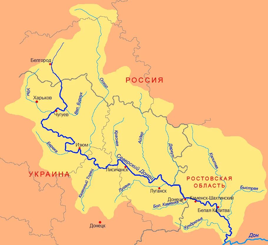 Река Северский Донец на карте России. Река Северский Донец Белгородской области на карте. Река Северский Донец впадает в Дон. Бассейн реки Северский Донец.