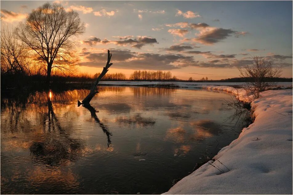 Весенняя река. Весенний закат. Апрельская ночь картинки красивые
