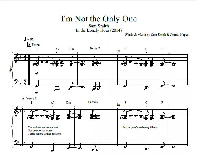 Сэм смит only one. I M not the only one Ноты. Sam Smith i`m not the only one Ноты. Sam Smith not the only one Ноты. Сэм Смит Ноты для фортепиано.