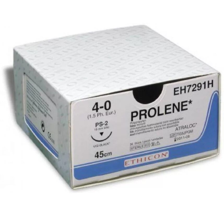 Политехмед. Шовный материал Prolene (Ethicon). Шовный материал w8878t Ethicon Prolene Пролен. Шовный материал (Пролен 2/0, 90 см, синий, игла Кол. 26 Мм х 2, ½). Пролен синий m1.5 (4/0) 90см две иглы колющие sh-2 w8761 Ethicon.