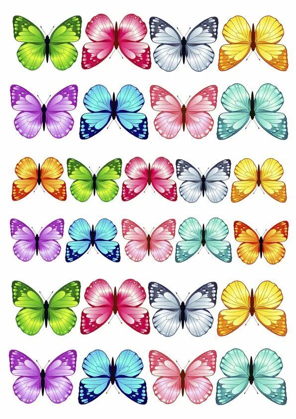 Вафельные бабочки. Разноцветные бабочки. Бабочки цветные. Бабочки сахарная печать. Бабочки для торта картинки для печати